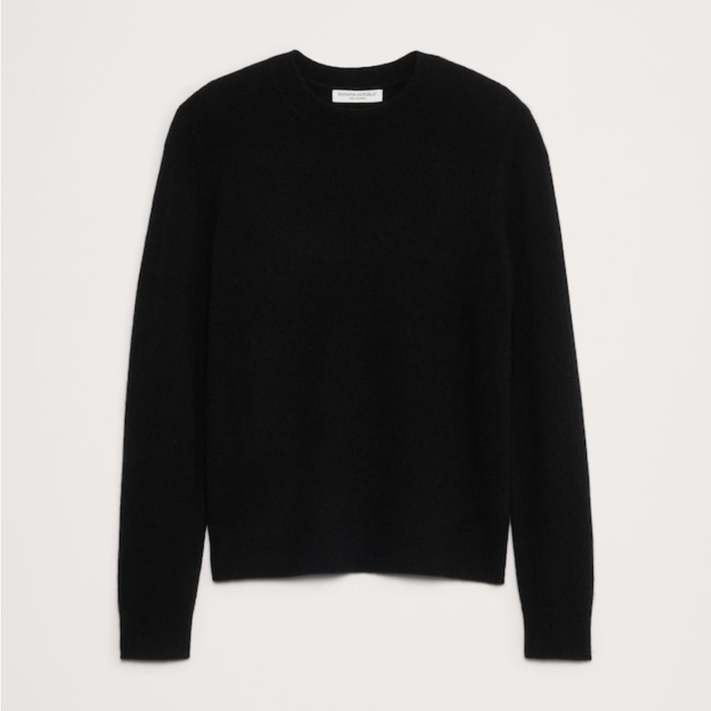NWT Banana Republic  Elegant Black Classic Cashmere Crew Neck Sweater Sz XS